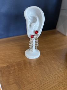 Earrings Red/Clear Crystal