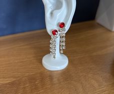 Earrings Red/Clear Crystal