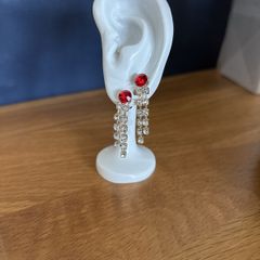 Earrings Red/Clear Crystal