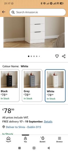 2 narrow chest of drawers