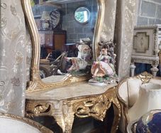 Antique style Louis XVI console table and mirror