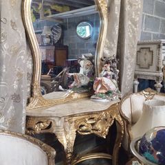 Antique style Louis XVI console table and mirror