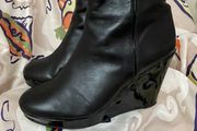 Pedro Anton Black Leather Wedge Boots