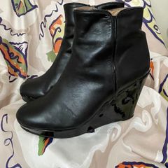 Pedro Anton Black Leather Wedge Boots