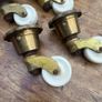 Brass Cap furniture castors with porcelain wheels (4) Image 2