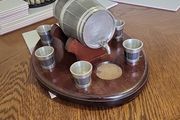 Mullingar pewter cask and 6 shot glasses