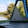 5 Person Dome Tent Living Room Side Entrance Window Headroom 5000 mm Blue Grey Image 5