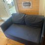 Small blue denim sofa bed Image 4