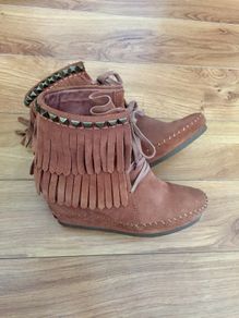 ASH suede wedge fringe shoes stud detail 6/39