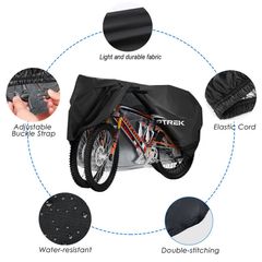 Toptrek Double Bike Cover 210D Oxford Outdoor Storage Waterproof & Anti-UV Bicycle Cover with Waterproof for Two Bicycles