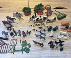 Vintage Lead Metal Farm Bundle Animals, People & Equipment