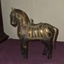 Vintage Hand Carved Wood and Brass Armor Horse Statue Image 4