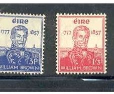 1957 Ireland Centenary of the Death of Admiral William Brown (Founder of Argentine Navy) Commemorative Stamps Mint Never Hinged (MNH)