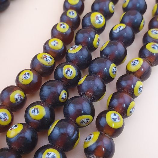 Vintage Middle Eastern Old Face Glass Beads Necklace
