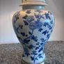 Blue and white ceramic lamp, aisian flower design. Image 2