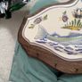 French vintage wall plaque, ceramic and wood Image 4