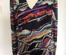 BNWTS Zapara Pamela Scott black multi chiffon blouse Uk 16 price includes postage