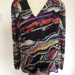 BNWTS Zapara Pamela Scott black multi chiffon blouse Uk 16 price includes postage