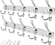 Coat Hooks for Wall - Stainless Steel Coat Racks (2 Pack) - Heavy Duty Coat Hooks Wall Mounted - Premium Design Rust Free Coat Hanger Wall for Robe and Clothes (FREE POSTAGE)