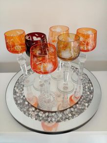 6 Pinwheel Star Crystal  cognac glasses
