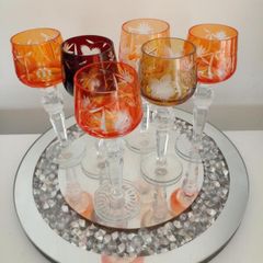 6 Pinwheel Star Crystal  cognac glasses