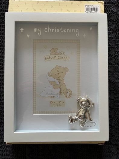 Button Corner My Christening Photo Frame