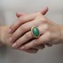 18k Gold Cabochon Jade Statement Ring(13.5 grams) Image 2