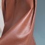 VINTAGE tan genuine leather A-Line skirt with leather tie belt Sz M (Fit 10--12UK) Image 7