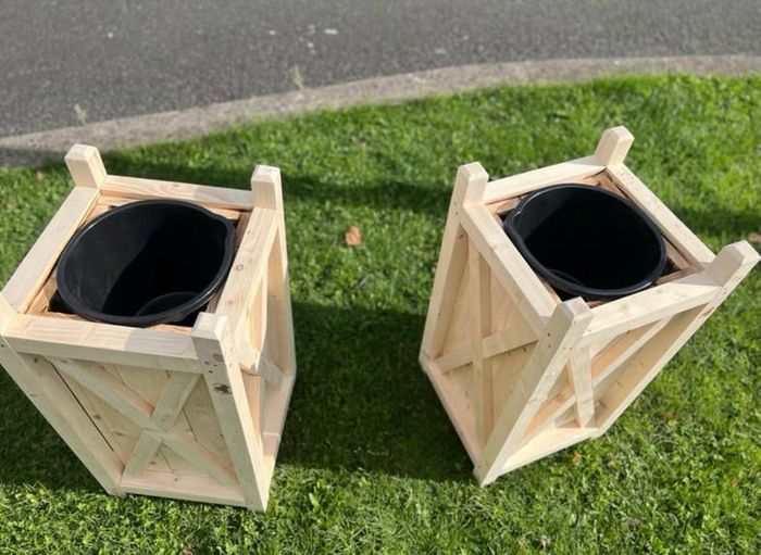 Solid Wood Front Door Planter Box - pair