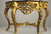 Carved Gilt Wood Console Table with Shaped Marble Top