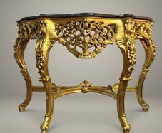 Carved Gilt Wood Console Table with Shaped Marble Top