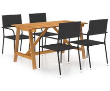 5 Piece Garden Dining Set Black