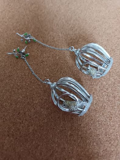 Birds in a cage earrings