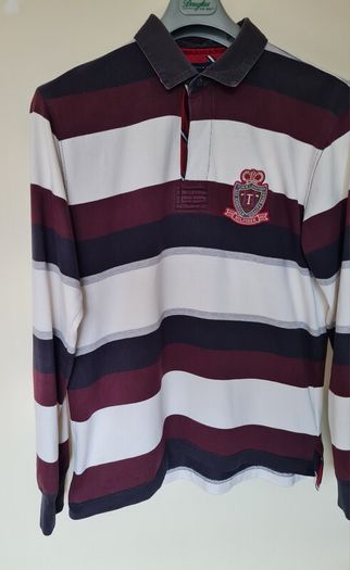 Tommy hilfiger rugby polo Size large Pit to pit 22" stripe cotton number 5 in excellent condition