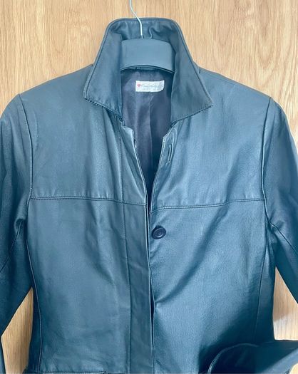 Real genuine leather coat jacket black size S