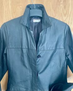 Real genuine leather coat jacket black size S
