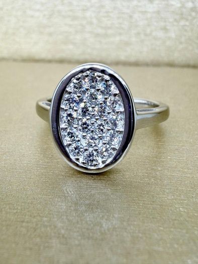Diamond Oval Cluster Ring