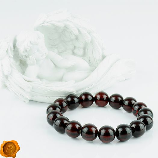 Luxury Dark Cherry Baltic Amber Unisex Large 14mm Beaded Stretch Bracelet for Men Women Genuine Organic Large Amber Beads