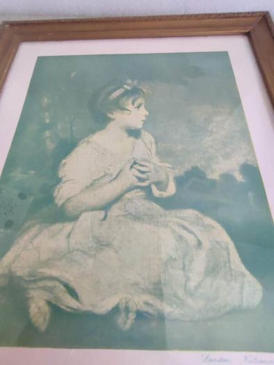 RARE FIND OLD ANTIQUE Classic in Vintage Wooden and Gilded Plaster Traditional Little Girl Portrait Print Frame Art French Country Girl.
