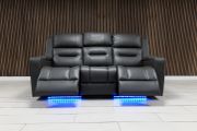 3 Seater Titan Plus Electric Dark Grey Leather Recliner Sofa