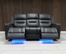 3 Seater Titan Plus Electric Dark Grey Leather Recliner Sofa