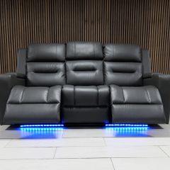 3 Seater Titan Plus Electric Dark Grey Leather Recliner Sofa