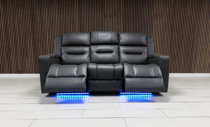 Dark Grey Titan Plus Electric Leather Recliner Sofa Set