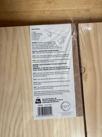 3 x Natural Wood Shelves (Brand New in Packaging)