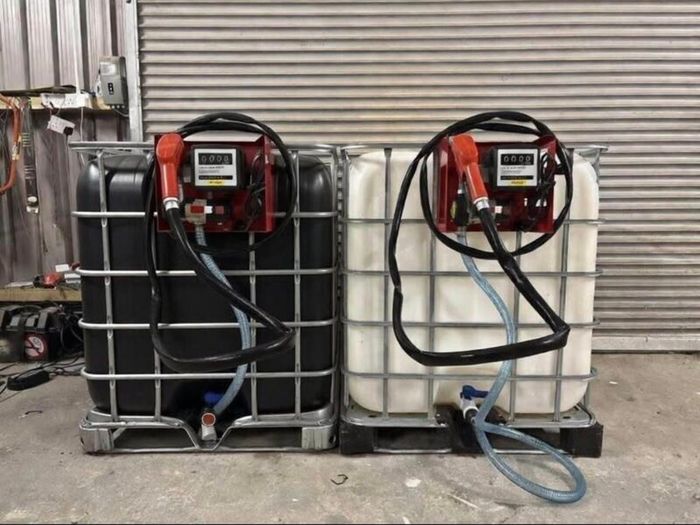IBC tank (1000L) with fuel pump and meter.