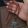 Vintage Carnelian Agate From Mali With Old Brass Garnet & Turqouise ,Coral Pendant Necklace Image 6