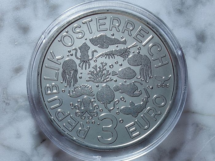 Austria 3 Euro Base Metals Uncirculated Coin 2023 - Stony Coral - Luminous Marine Life
