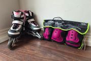 Senhai Kids Adjustable Inline Skates &amp; Safety Gear Set (Size S / EU 33-36)