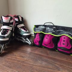 Senhai Kids Adjustable Inline Skates & Safety Gear Set (Size S / EU 33-36)