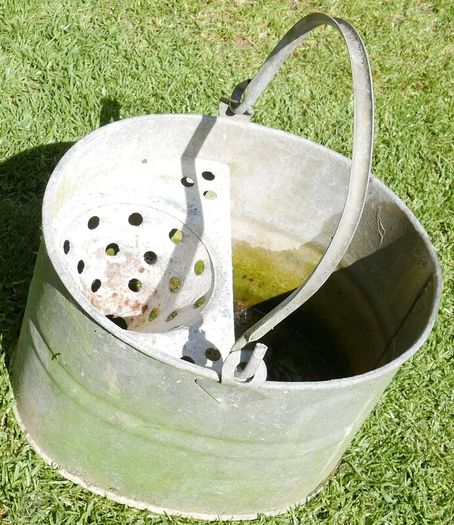 Vintage Galvanized Mop Bucket Garden Planter